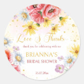 ワイルドデイジーポピー ブライダルシャワーのお土産ギフト ラウンドシール (正面)