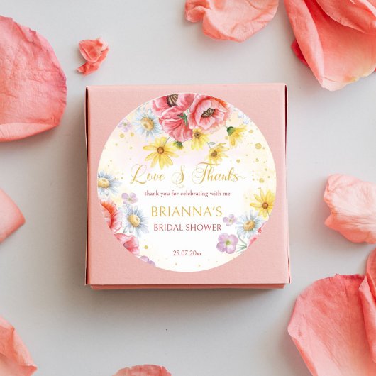 ワイルドデイジーポピー ブライダルシャワーのお土産ギフト ラウンドシール