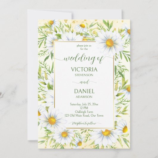 ワイルドデイジー春の花結婚ズテンプレート 招待状 (正面)