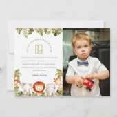 ワイルドトロピカルサファリ動物キッズフォト誕生日 サンキューカード (正面)