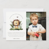 ワイルドトロピカルジャングル動物ライオン誕生日写真 サンキューカード (正面)