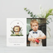 ワイルドトロピカルジャングル動物ライオン誕生日写真 サンキューカード (スタンド正面)