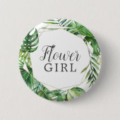ワイルドトロピカルパームフラワーガールブライダルシャワー 缶バッジ (正面)
