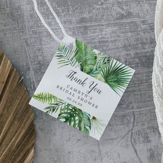 ワイルドトロピカルパームブライダルシャワーサンキュー フェイバータグ