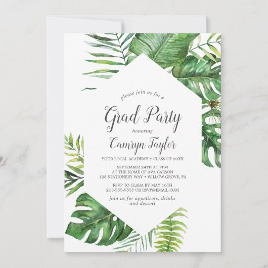 ワイルドトロピカルパーム卒業パーティー 招待状 (正面)