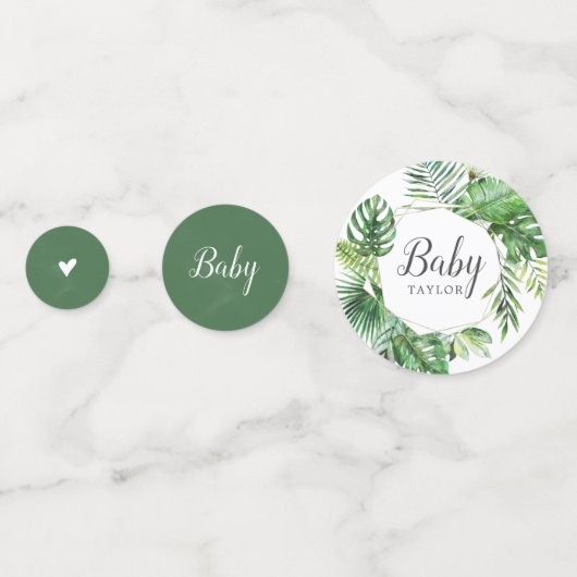 ワイルドトロピカルパーム男の子の赤ちゃんシャワーテーブル コンフェッティ (裏面)