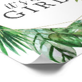 ワイルドトロピカルパーム赤ちゃんシャワー女の子のサイン ポスター (角)