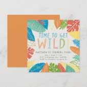 ワイルドトロピカルリーフの誕生日パーティーの時間 招待状 (正面/裏面)