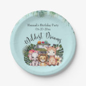 ワイルドドリームサファリバースデーパーティーケーキ ペーパープレート (正面)