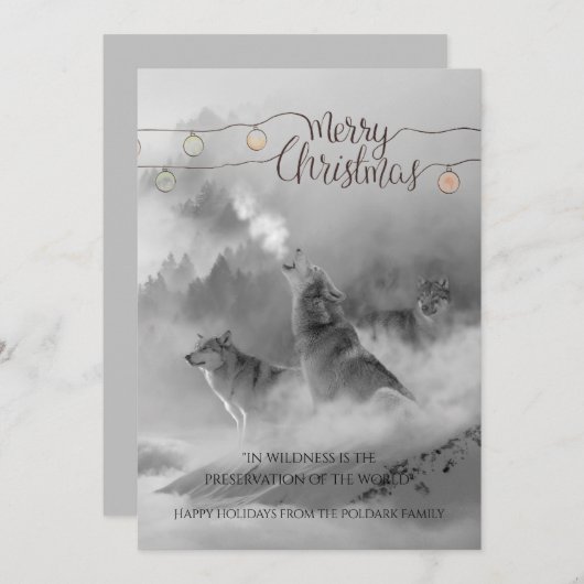 ワイルドネスオオオカミin雪のクリスマスホリデー シーズンカード (正面/裏面)