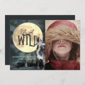 ワイルドハウリングウルフの誕生日写真 招待状 (正面/裏面)