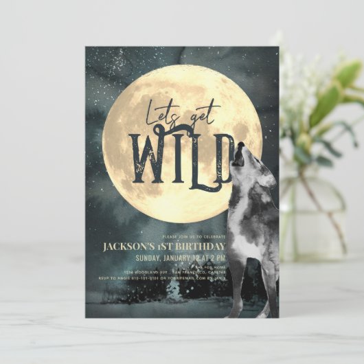 ワイルドハウリングウルフを取得しよう1st誕生日招待状 招待状 (スタンド正面)