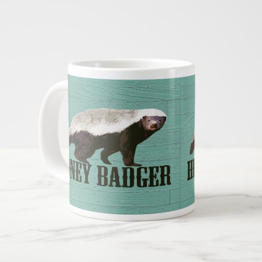 ワイルドハニーバダーガーアクア、ホワイト、ブラウン ジャンボコーヒーマグカップ (正面左)