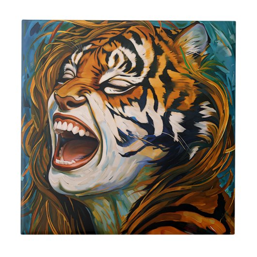 ワイルドハートの叫び声 – カラフル Tigress タイル (正面)