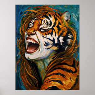 ワイルドハートの叫び声 – カラフル Tigress ポスター
