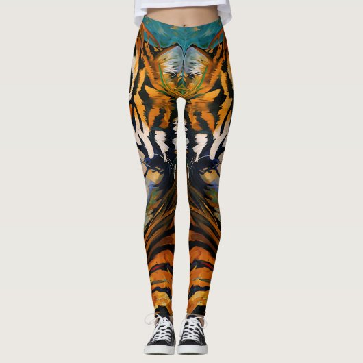 ワイルドハートの叫び声 – カラフル Tigress レギンス (正面)