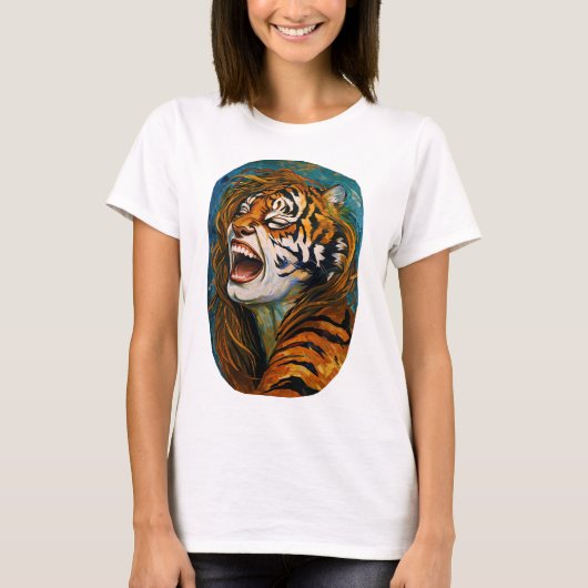 ワイルドハートの叫び声 – カラフル Tigress Tシャツ (正面)