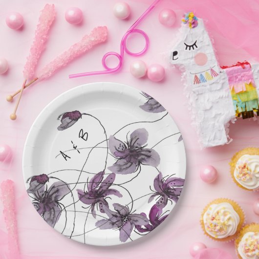 ワイルドバイオリッツ水彩手絵を描形 ペーパープレート (パーティー)