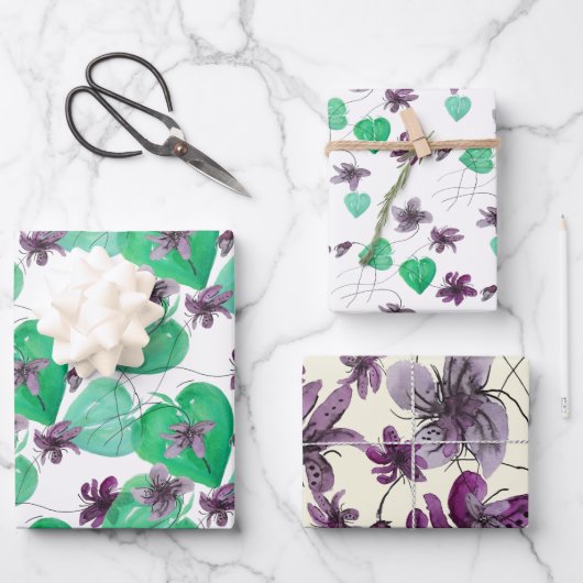 ワイルドバイオリッツ水彩手絵を描形 ラッピングペーパーシート (正面)
