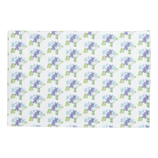 ワイルドバイオレットフラワーズイラストレーション 枕カバー (裏面)