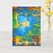 ワイルドバイオレットフラワー抽象芸術マザーズデイカード カード (黄色い花)