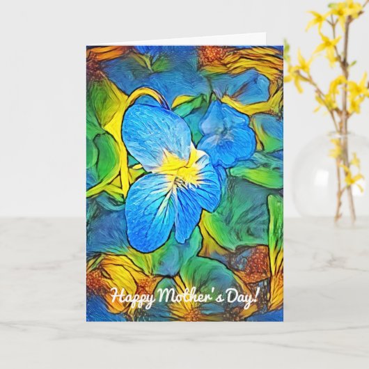 ワイルドバイオレットフラワー抽象芸術マザーズデイカード カード (黄色い花)