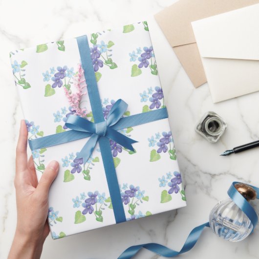 ワイルドバイオレット花のラッピング紙 ラッピングペーパー (ギフト)