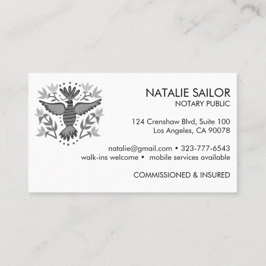 ワイルドバユニークードロモダンゴ公証人公証法 名刺 (裏面)