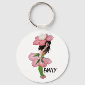 ワイルドバラかわいいフラワーチャイルドフローラヴィンテージ キーホルダー (正面)
