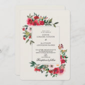 ワイルドバラとスノーホワイト結婚式招待状 招待状 (正面/裏面)