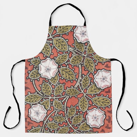 ワイルドバラアートイラストレーションフラワーヴィンテージ エプロン (正面)