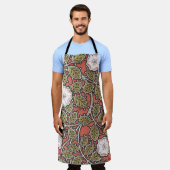 ワイルドバラアートイラストレーションフラワーヴィンテージ エプロン (着用した状態)