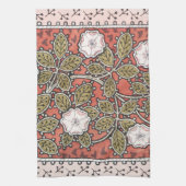 ワイルドバラアートイラストレーションフラワーヴィンテージ キッチンタオル (縦)