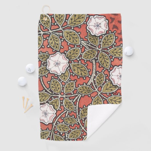 ワイルドバラアートイラストレーションフラワーヴィンテージ ゴルフタオル (インサイチュ)