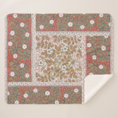 ワイルドバラアートイラストレーションフラワーヴィンテージ シェルパブランケット (正面(横))