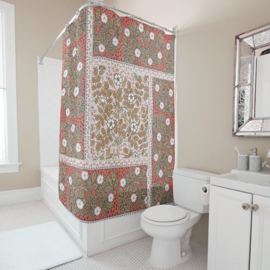 ワイルドバラアートイラストレーションフラワーヴィンテージ シャワーカーテン (インサイチュ)