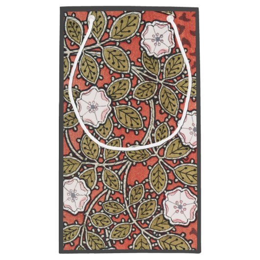 ワイルドバラアートイラストレーションフラワーヴィンテージ スモールペーパーバッグ (裏面)