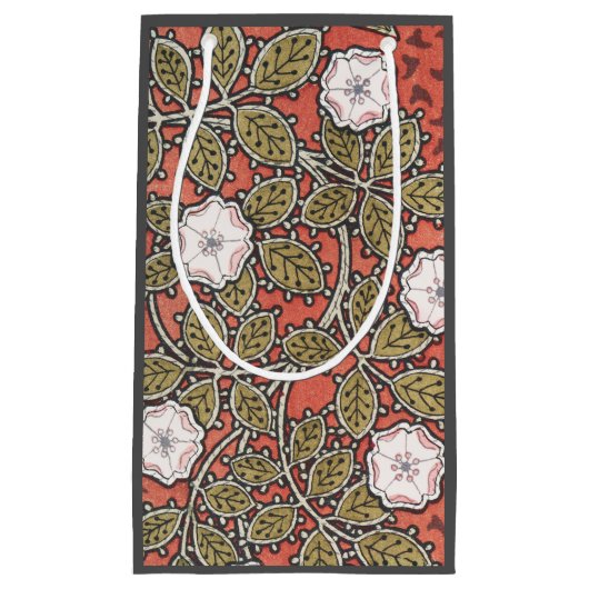 ワイルドバラアートイラストレーションフラワーヴィンテージ スモールペーパーバッグ (正面)