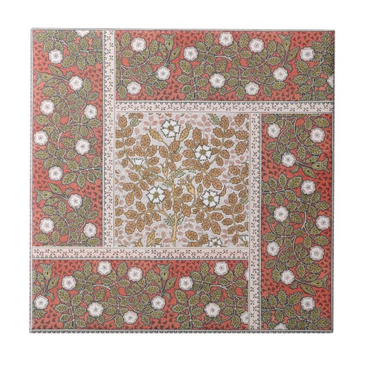 ワイルドバラアートイラストレーションフラワーヴィンテージ タイル (正面)