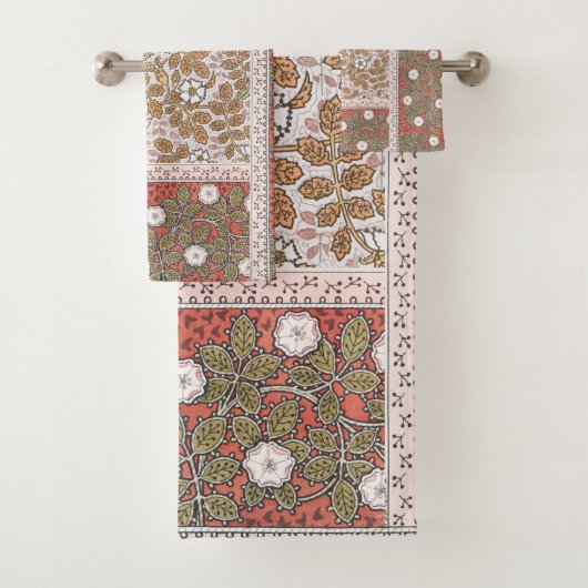 ワイルドバラアートイラストレーションフラワーヴィンテージ バスタオルセット (インサイチュ)