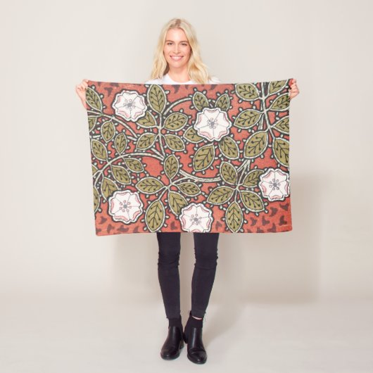 ワイルドバラアートイラストレーションフラワーヴィンテージ フリースブランケット (インサイチュ)