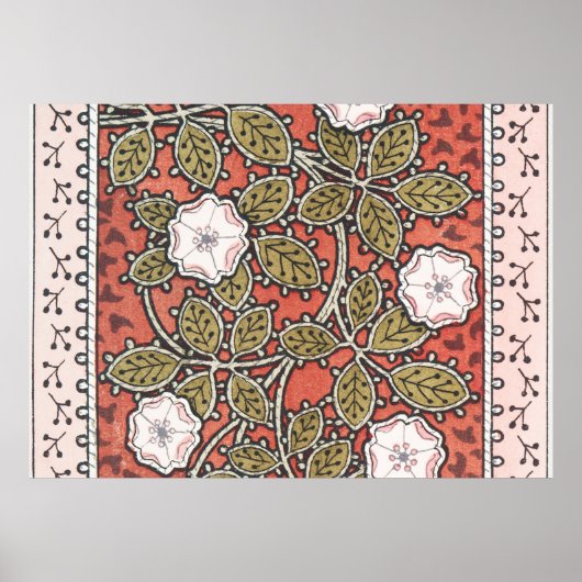 ワイルドバラアートイラストレーションフラワーヴィンテージ ポスター (正面)