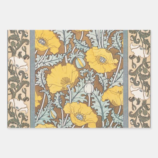 ワイルドバラアートイラストレーションフラワーヴィンテージ ラッピングペーパーシート (正面2)