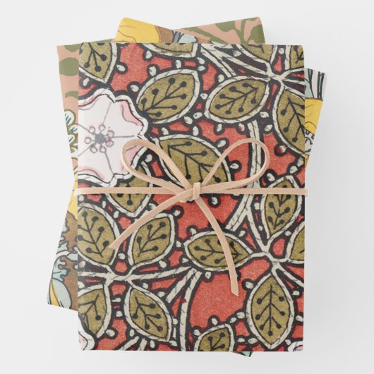 ワイルドバラアートイラストレーションフラワーヴィンテージ ラッピングペーパーシート (インサイチュ)