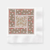 ワイルドバラアートイラストレーションフラワーヴィンテージ 縁ありカクテルナプキン (正面)