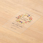 ワイルドバラウッズエキゾチック花ガーデン結婚ズ アクリル招待状 (レイダウン)