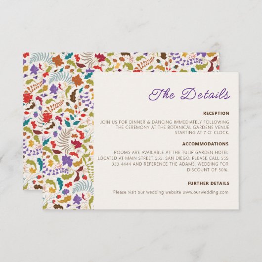 ワイルドバラウッズエキゾチック花ガーデン結婚ズ エンクロージャーカード (正面/裏面)