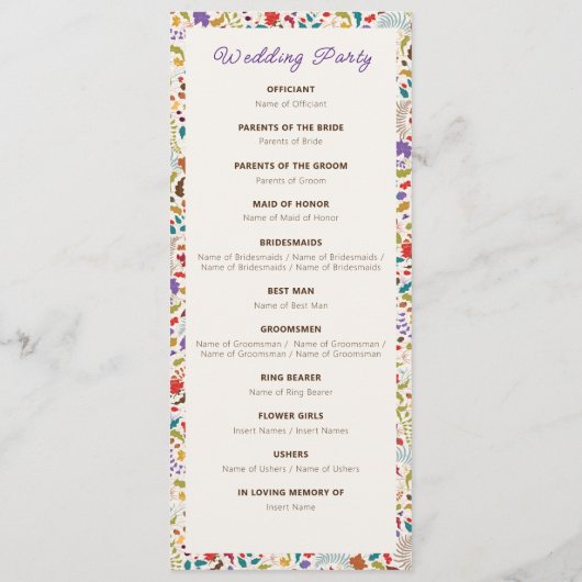 ワイルドバラウッズエキゾチック花ガーデン結婚ズ プログラム (裏面)