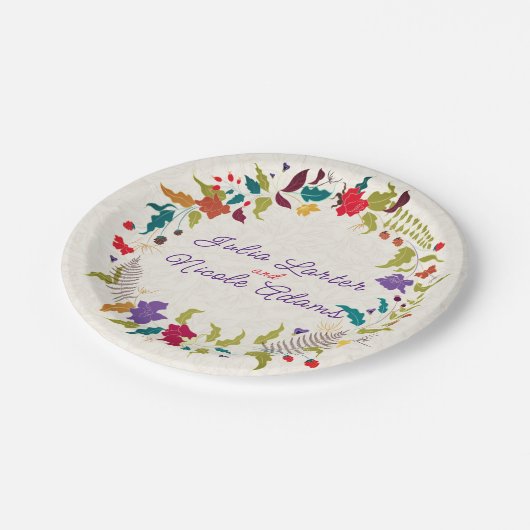 ワイルドバラウッズエキゾチック花ガーデン結婚ズ ペーパープレート (アングル)