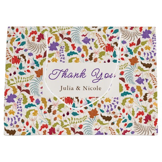 ワイルドバラウッズエキゾチック花ガーデン結婚ズ ラージペーパーバッグ (正面)